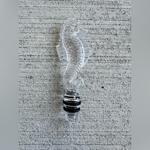 Glass Seahorse Bottle Stopper Clear Art Glass Wine Stopper 4.5” Coastal Decor